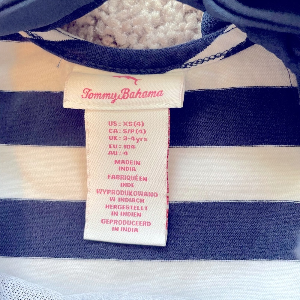 Tommy Bahama navy blue and white dress for girls. Size XS (4). - Picture 4 of 4
